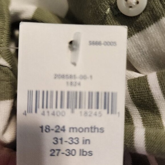 Baby Gap  18-24 Months  Green & White Striped Long-Sleeve Dress Diaper Cover - Picture 5 of 9